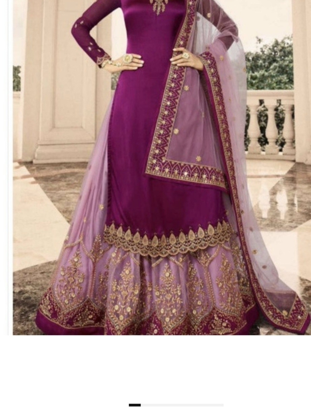 India/Pakistan  Purple Embroidered Women's Skirt,  Dress, shawl Set.